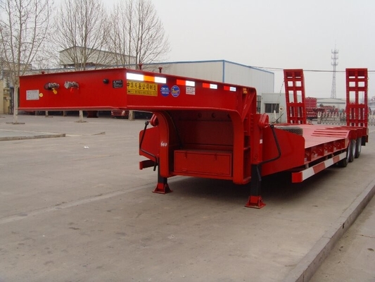 equipo bajo del remolque de la cama del árbol 13T tres, semi color rojo del camión de remolque