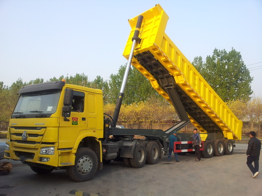 Tres árboles 40 ruedas del remolque 12 de la caja de la descarga de CBM para el transporte de los materiales de construcción