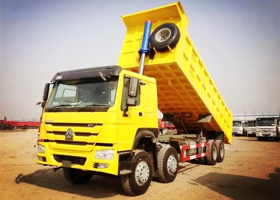 el camión volquete resistente de 8×4 371HP 32 toneladas carga el color amarillo rojo blanco de la caja de la descarga 30CBM