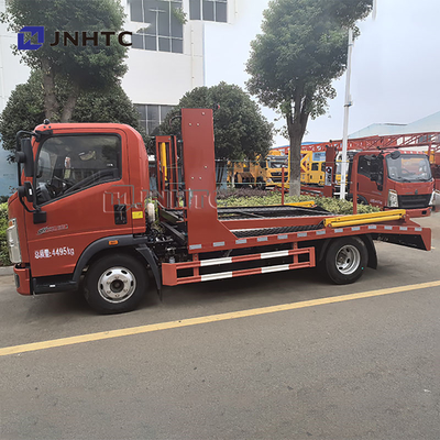 Remolque de 3 coches Sinotruk HOWO 4X2 Doble cubierta 5t 6t Combustible diésel totalmente aterrizado vehículo de rescate destructor camión de remolque de cama plana