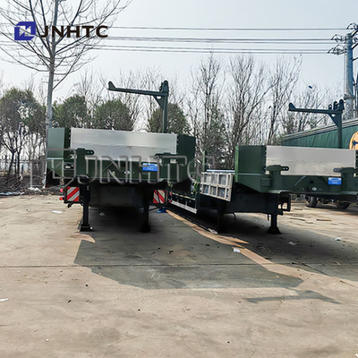 4 Ejes de trabajo pesado hidráulico de cuello de ganso Lowboy de cama baja Semi remolque camión camión remolques