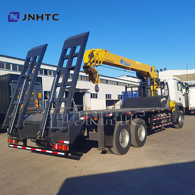 Nuevo HOWO TX380 6x4 12T de cama plana con capacidad de carga camión de transporte de carga camiones de grúa de brazo recto para venta