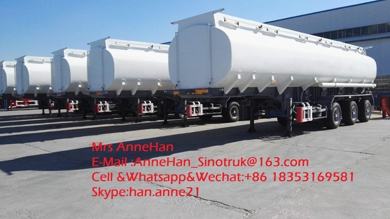 3 árboles 12 ruedan el remolque resistente del tanque de aceite de los remolques 45000L del color blanco semi