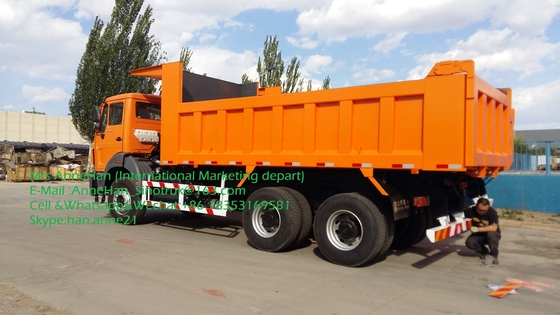 Elevación anaranjada pesada del frente del color de los camiones de volquete de la descarga de Beiben NG80 6x4 380hp