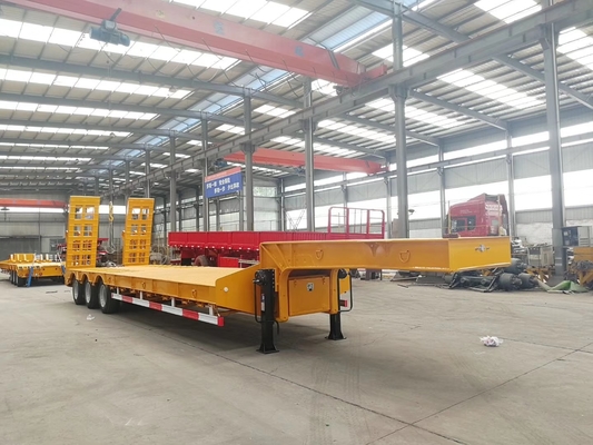 remolque resistente de Lowboy de los remolques/3 árboles de la cama baja 100T semi en la suspensión mecánica