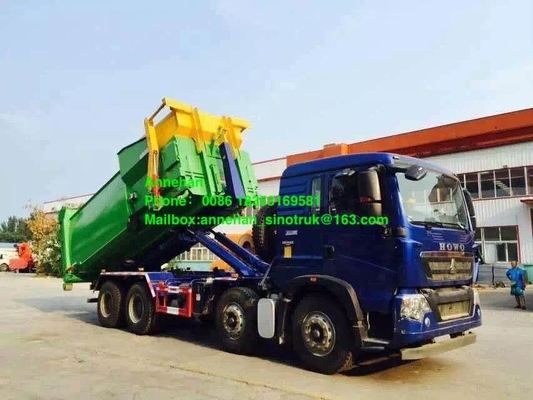 Camión del compresor de la basura de Sinotruk Howo7 6x4 Euro2 del brazo de gancho