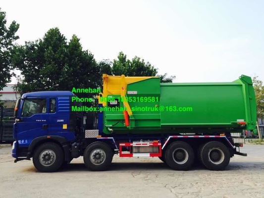 Camión del compresor de la basura de Sinotruk Howo7 6x4 Euro2 del brazo de gancho