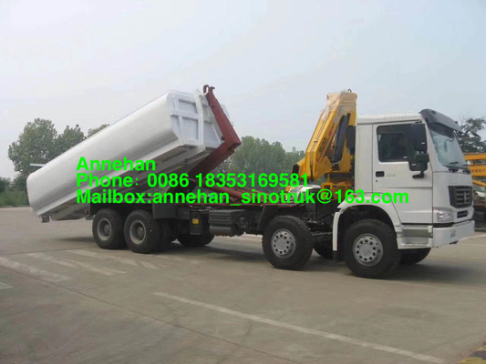 Camión del compresor de la basura de Sinotruk Howo7 6x4 Euro2 del brazo de gancho