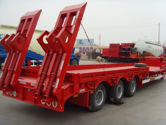 equipo bajo del remolque de la cama del árbol 13T tres, semi color rojo del camión de remolque