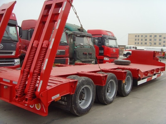 equipo bajo del remolque de la cama del árbol 13T tres, semi color rojo del camión de remolque