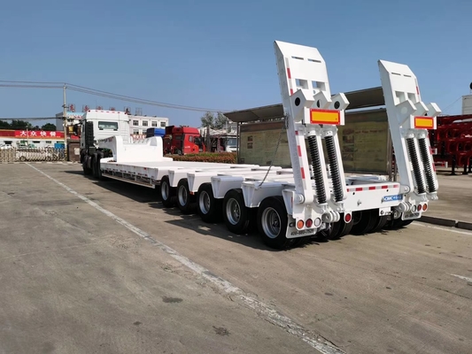 Q235 remolques resistentes de la cama baja del acero 100T semi en la suspensión mecánica