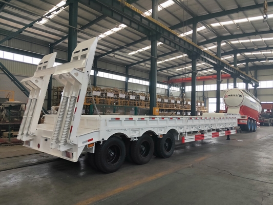 Q235 remolques resistentes de la cama baja del acero 100T semi en la suspensión mecánica