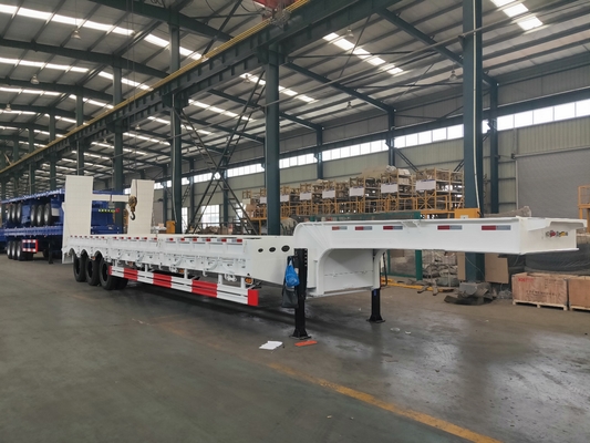 Q235 remolques resistentes de la cama baja del acero 100T semi en la suspensión mecánica