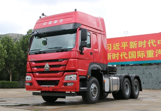 Camión rojo 10 Wheeler Tractor Truck del motor de Sinotruk Howo 6x4 semi