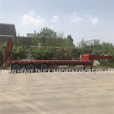 Los remolques resistentes de la cama baja semi montaron a Crane Transport Flatbed Gooseneck Trailer