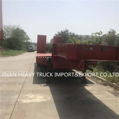 Plano semi Crane Transport Flatbed Gooseneck Trailer montado remolque de 3 árboles