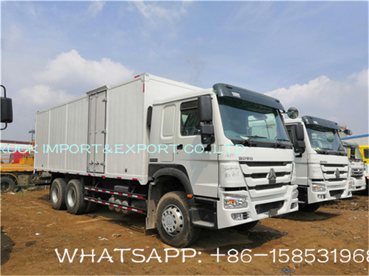 Mercado de Van Cargo Box Truck For Nigeria de las ruedas de la tonelada 10 de Sinotruk Howo 25