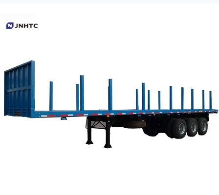 Remolque de la cama plana de SINOTRUK 3 Axle Flatbed Trailer Log Wood con la columna vertical