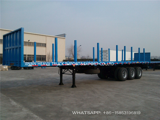 Remolque de la cama plana de SINOTRUK 3 Axle Flatbed Trailer Log Wood con la columna vertical