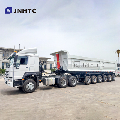 SINOTRUK tres cuatro uno mismo resistente de los remolques 50T 40cbm de los árboles semi que inclina el camión volquete