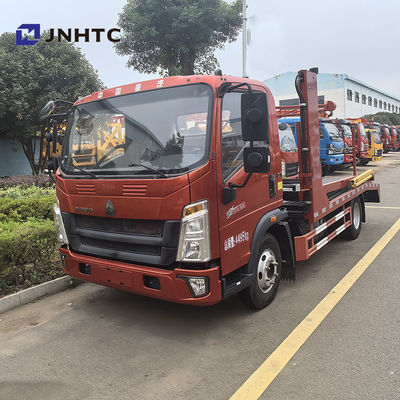 Remolque de 3 coches Sinotruk HOWO 4X2 Doble cubierta 5t 6t Combustible diésel totalmente aterrizado vehículo de rescate destructor camión de remolque de cama plana